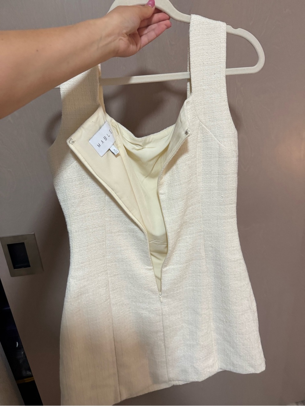 MARBLE Cream Button-Front Textured Mini Dress - Picture 2 of 5